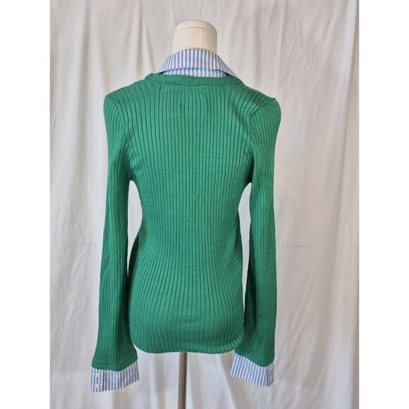 Anthropologie Maeve Green Layered Ribbed Cardigan Sweater XS - Picture 9 of 10